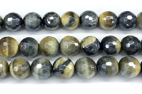 CTE2380 15 inches 14mm faceted round AB-color golden & blue tiger eye beads