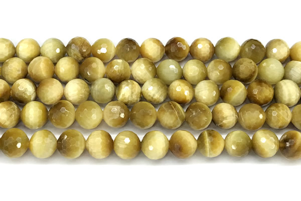 CTE2389 15 inches 8mm faceted round golden tiger eye beads