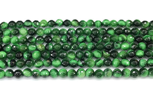 CTE2408 15 inches 6mm round faceted green tiger eye beads