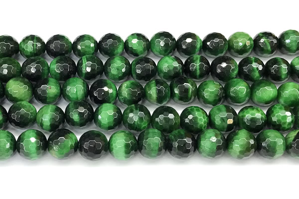 CTE2410 15 inches 10mm faceted round green tiger eye beads
