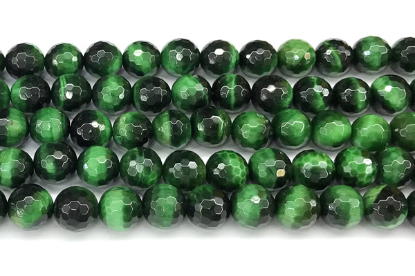 CTE2411 15 inches 12mm faceted round green tiger eye beads