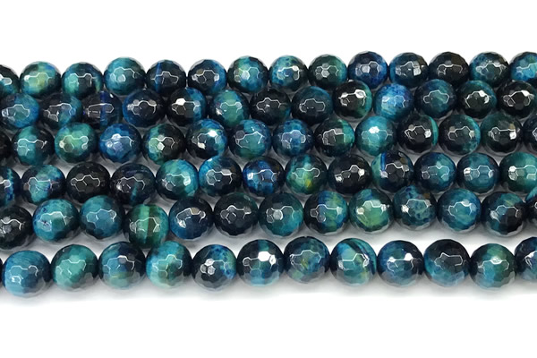 CTE2429 15 inches 6mm facted round blue tiger eye beads