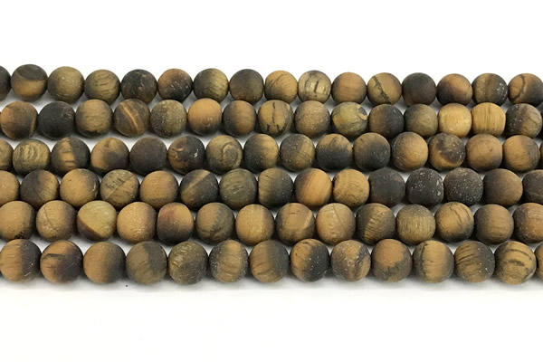 CTE2456 15 inches 6mm round matte yellow tiger eye beads