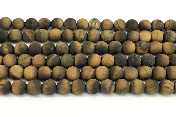 CTE2457 15 inches 8mm round matte yellow tiger eye beads