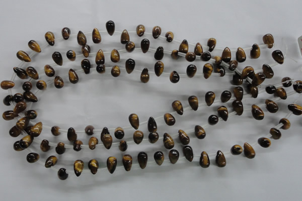 CTE337 Top-drilled 6*10mm teardrop yellow tiger eye gemstone beads