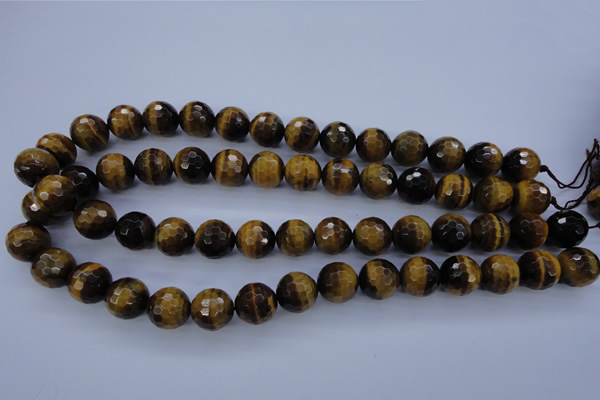 CTE425 15.5 inches 14mm faceted round yellow tiger eye beads