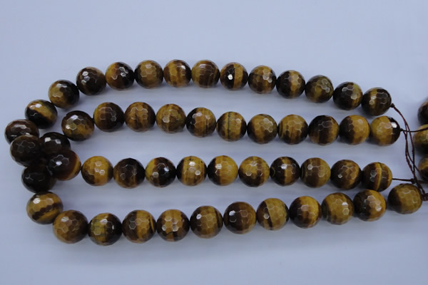 CTE426 15.5 inches 16mm faceted round yellow tiger eye beads