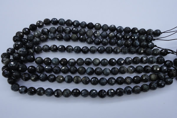CTE443 15.5 inches 10mm faceted round blue tiger eye beads
