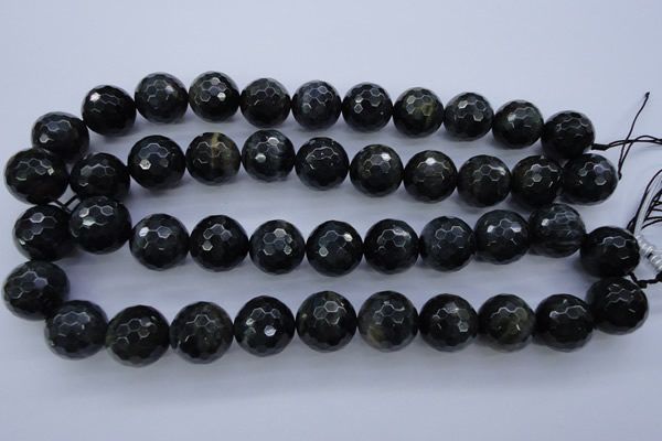CTE447 15.5 inches 18mm faceted round blue tiger eye beads