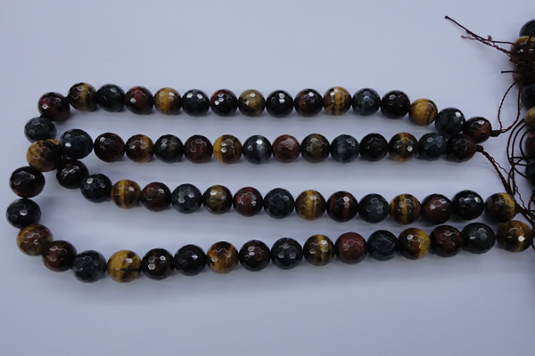 CTE455 15.5 inches 12mm faceted round mixed tiger eye beads