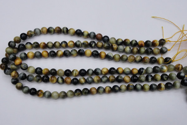 CTE552 15.5 inches 8mm round golden & blue tiger eye beads