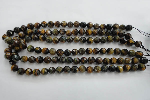 CTE721 15.5 inches 6mm faceted round yellow & blue tiger eye beads