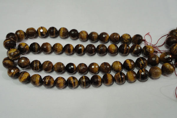 CTE755 15.5 inches 14mm faceted round yellow tiger eye beads wholesale