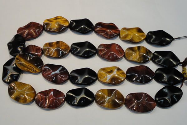 CTE803 15.5 inches 20*30mm wavy oval colorful tiger eye beads