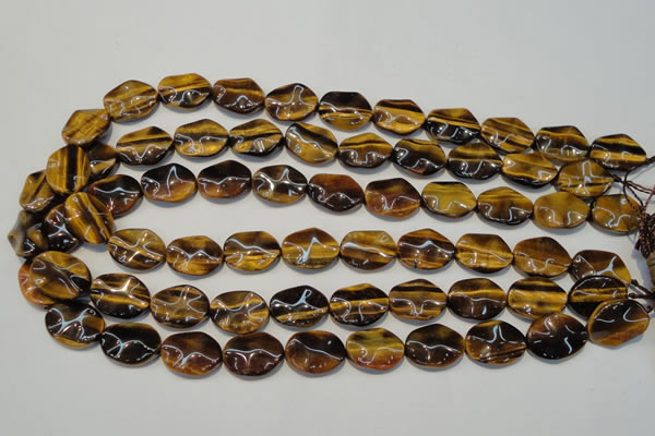 CTE830 15.5 inches 13*18mm wavy oval yellow tiger eye beads