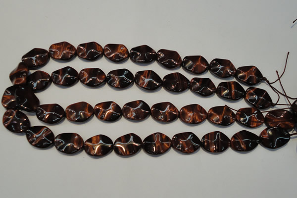 CTE859 15.5 inches 15*20mm wavy oval red tiger eye beads