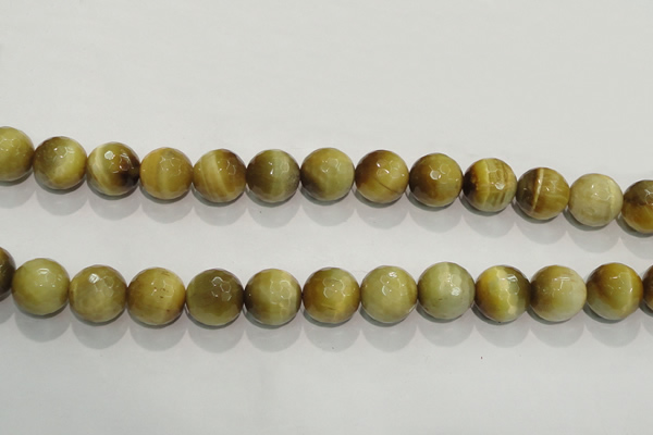 CTE905 15.5 inches 14mm faceted round golden tiger eye beads