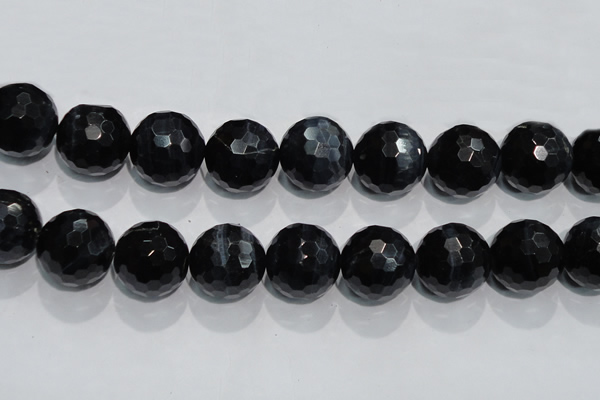 CTE928 15.5 inches 20mm faceted round silver tiger eye beads