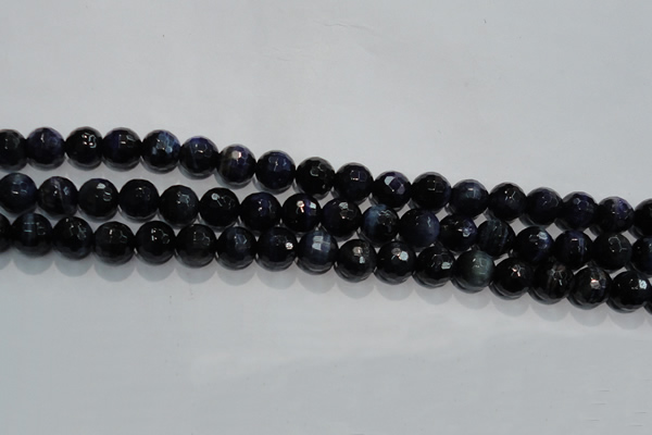 CTE935 15.5 inches 14mm faceted round dyed blue tiger eye beads