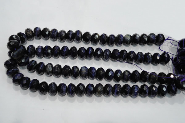 CTE943 15.5 inches 10*14mm faceted rondelle dyed blue tiger eye beads