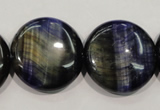 CTE965 15.5 inches 25mm flat round dyed blue tiger eye beads
