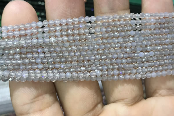 CTG1001 15.5 inches 2mm faceted round tiny grey agate beads