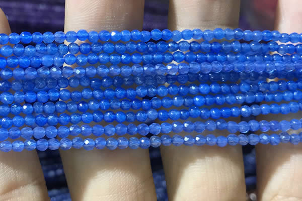 CTG1006 15.5 inches 2mm faceted round tiny blue agate beads