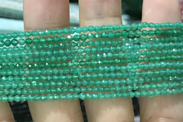 CTG1007 15.5 inches 2mm faceted round tiny green agate beads