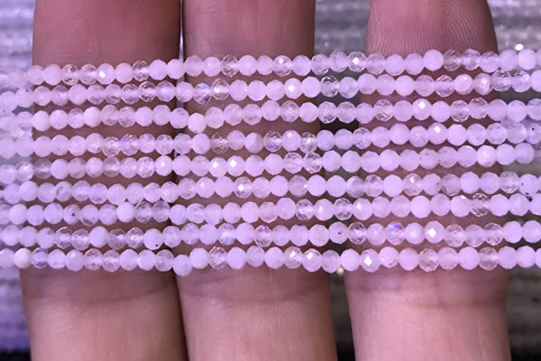 CTG1028 15.5 inches 2mm faceted round tiny white moonstone beads