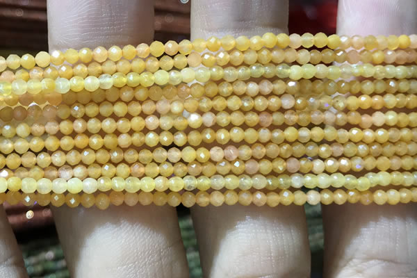 CTG1035 15.5 inches 2mm faceted round tiny yellow jade beads