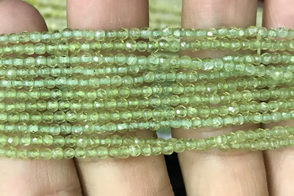 CTG1047 15.5 inches 2mm faceted round tiny peridot gemstone beads