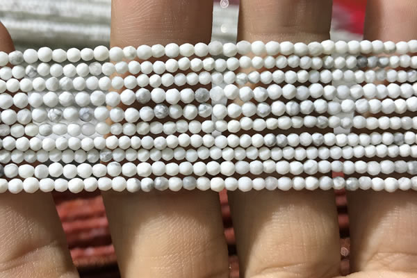 CTG1053 15.5 inches 2mm faceted round tiny white howlite beads