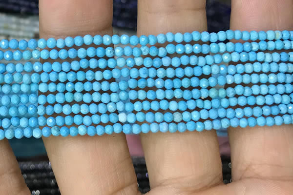 CTG1055 15.5 inches 2mm faceted round tiny turquoise beads