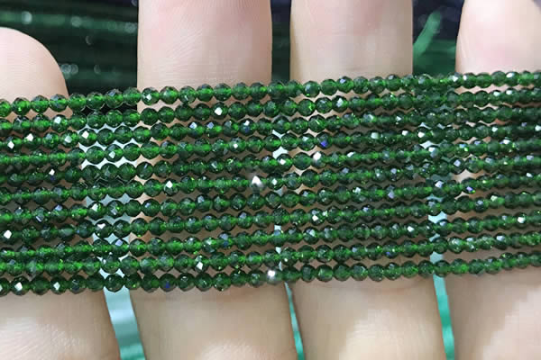 CTG1068 15.5 inches 2mm faceted round tiny green goldstone beads