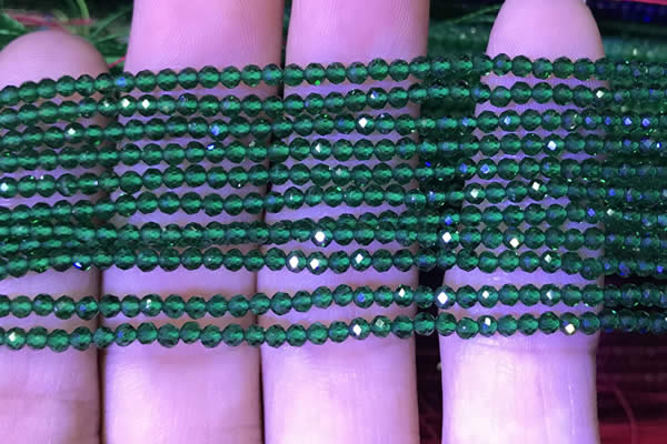 CTG1098 15.5 inches 2mm faceted round tiny quartz glass beads