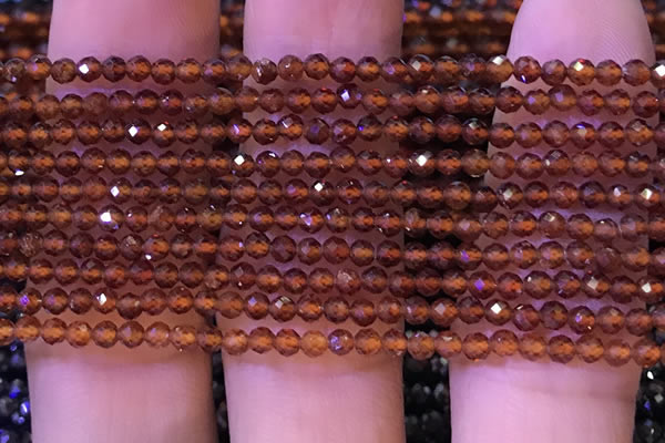 CTG1139 15.5 inches 3mm faceted round tiny orange garnet beads