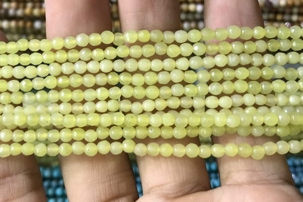 CTG1148 15.5 inches 3mm faceted round tiny lemon jade beads