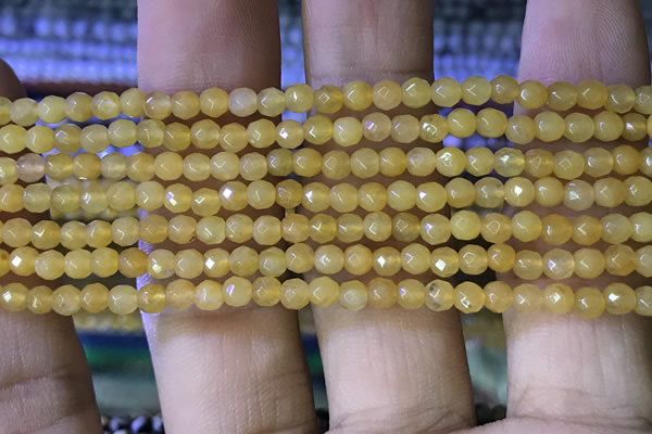 CTG1149 15.5 inches 3mm faceted round tiny yellow jade beads