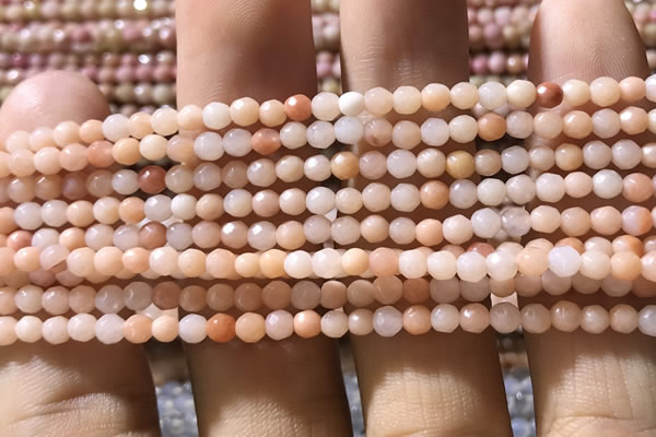 CTG1152 15.5 inches 3mm faceted round tiny pink aventurine beads