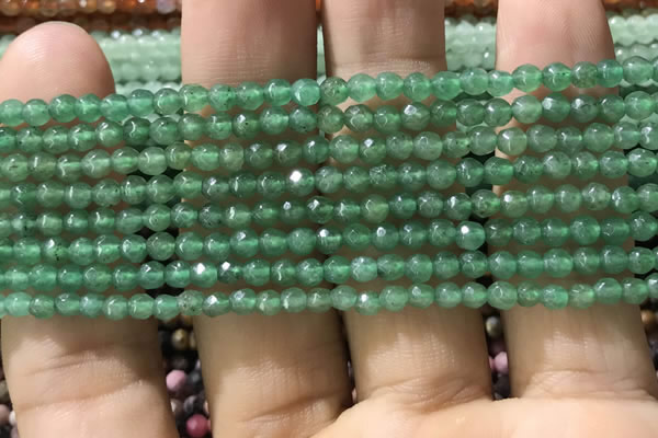 CTG1154 15.5 inches 3mm faceted round tiny green aventurine beads