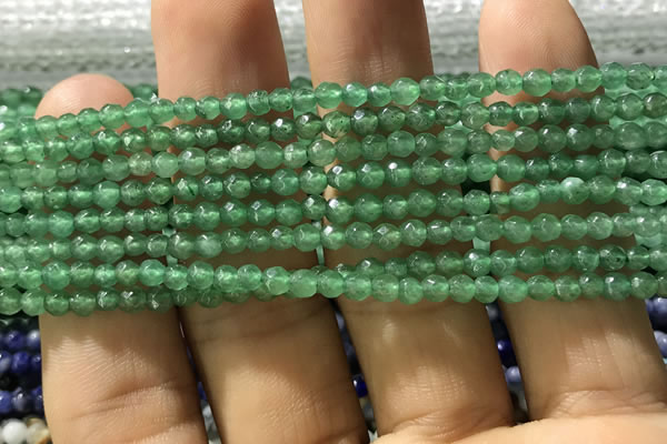 CTG1155 15.5 inches 3mm faceted round tiny green aventurine beads