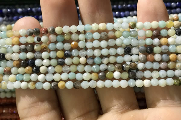 CTG1167 15.5 inches 3mm faceted round tiny amazonite beads