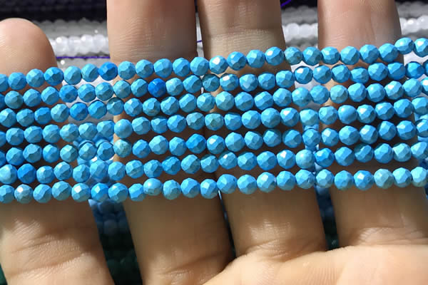CTG1175 15.5 inches 3mm faceted round tiny turquoise beads