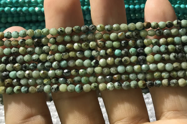 CTG1178 15.5 inches 3mm faceted round tiny African turquoise beads