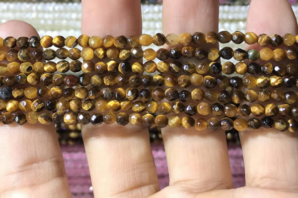 CTG1184 15.5 inches 3mm faceted round tiny yellow tiger eye beads