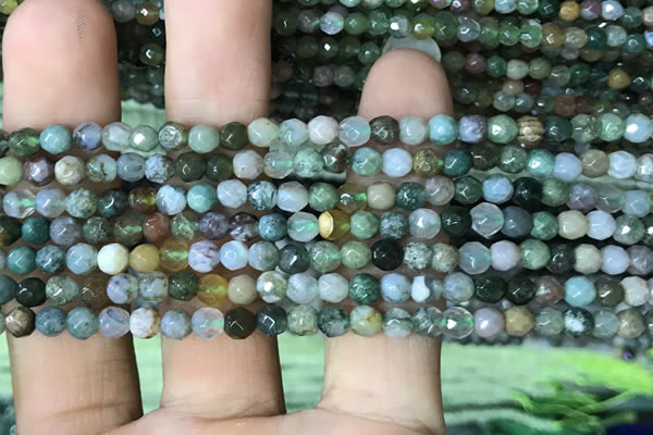 CTG1210 15.5 inches 4mm faceted round tiny Indian agate beads
