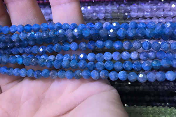 CTG1215 15.5 inches 4mm faceted round tiny apatite gemstone beads