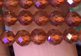 CTG1217 15.5 inches 4mm faceted round tiny orange garnet beads
