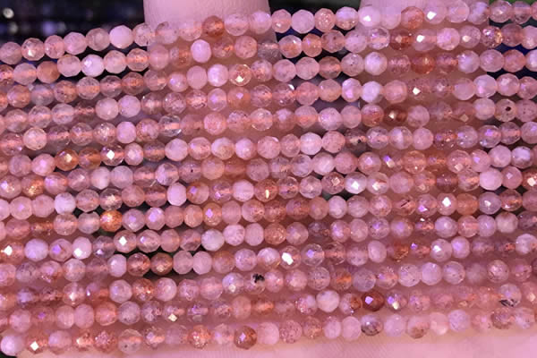 CTG1318 15.5 inches 3mm faceted round golden sunstone beads