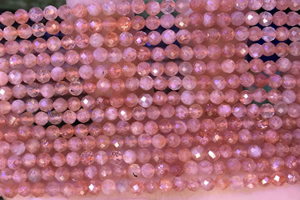 CTG1319 15.5 inches 4mm faceted round golden sunstone beads